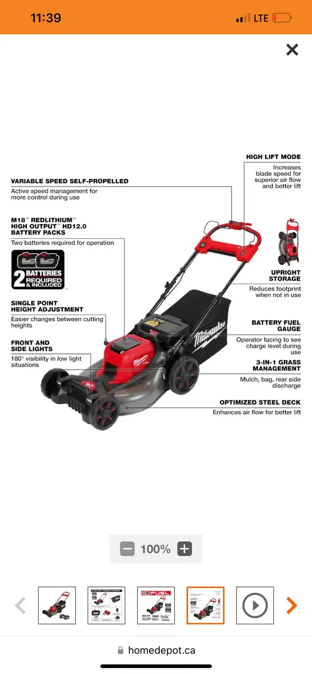M18 fuel Lawn mower - NEW+WARRANTY TOOL ONLY in Lawnmowers & Leaf Blowers in Kitchener / Waterloo - Image 3