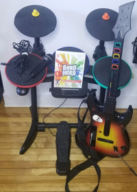 Nintendo Wii Guitar Hero Set + Drum + Guitar + Mic + Game