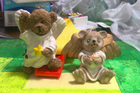 2 Ceramic teddy bear angel Xmas tree ornaments. $2 each/both $3