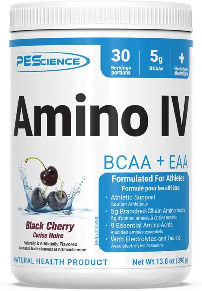 PEScience Amino IV, Black Cherry, BCAA, EAA, 30 Servings, View more