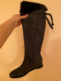 Warm grey wedge boots size 10