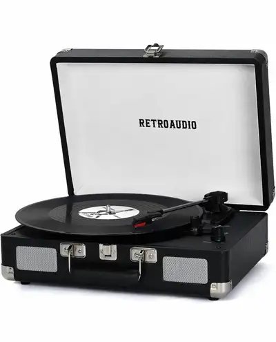 Vinyl Record Player 3-Speed Bluetooth Portable Suitcase Belt-Dri, View more