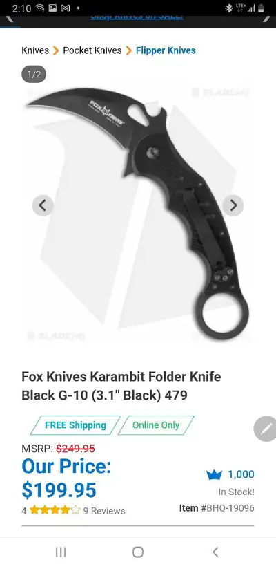 Fox Knives Karambit 479 G10, View more