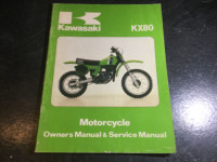 1980 Kawasaki KX80 Motorcycle Owners Manual Service Manual A2 B2