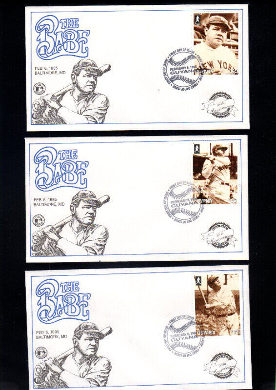 BASEBALL BABE RUTH FIRST DAY OF ISSUE GUYANA COMPLET SET 12/12 dans Art et objets de collection  à Thetford Mines - Image 3