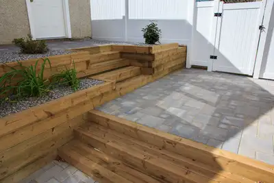 Retaining Wall: Wood, Concrete, Paving stones, View more