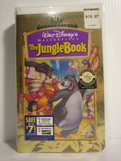 Walt Disney's Masterpiece The Jungle Book 30thAnniversary VHS Home Video factory Sealed as New .