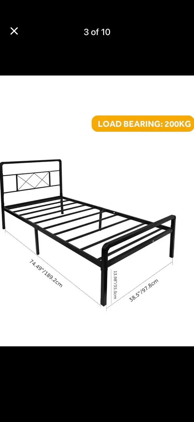 New Enduran Metal Bed - Size Twin in Beds & Mattresses in Kitchener / Waterloo - Image 3