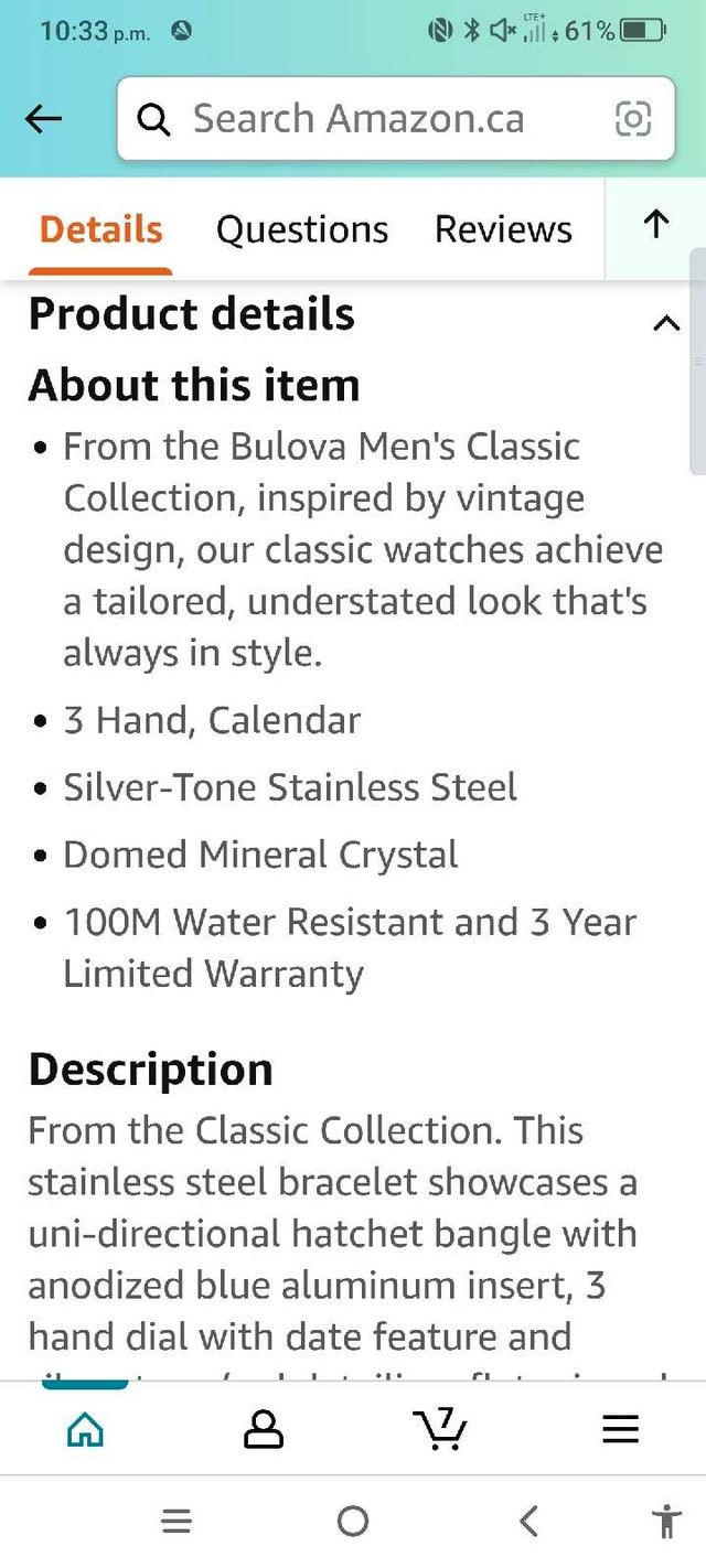 Bulova Water Resistant Watch to 100m in Jewellery & Watches in Peterborough - Image 3