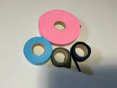 Bias Binding Tape, Pink, Blue, Navy & Green -Pink roll 6" across, View more