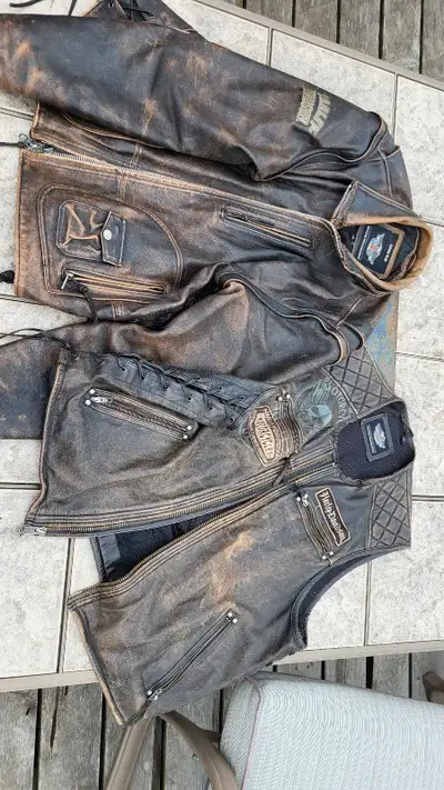 Men's 2x genuine Harley-Davidson leather jacket and vest. There's also a few pairs of chaps if you'r...