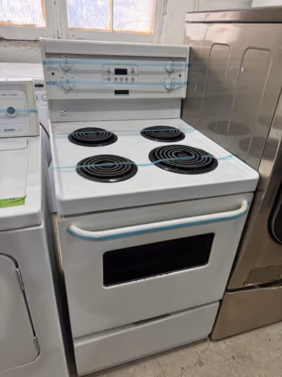 Perfect for tight space, apartments, or basements 24” size White coil top stove Works perfectly and...