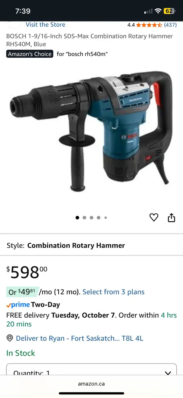 Bosch Rotary Hammer Drill in Power Tools in Strathcona County - Image 4