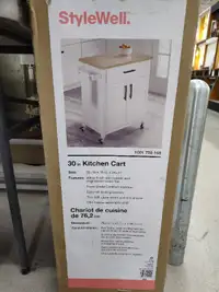 StyleWell 30-inch W 2-Door Kitchen Cart in White