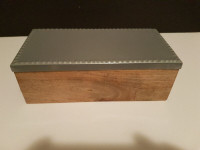 Wood Covered Box with Metal Lid