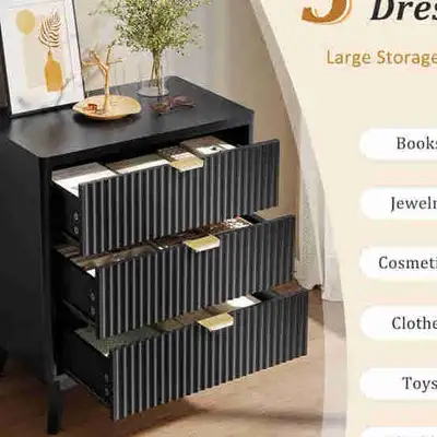 Night Stands, Side Table with 3 Drawers & Charging station, View more