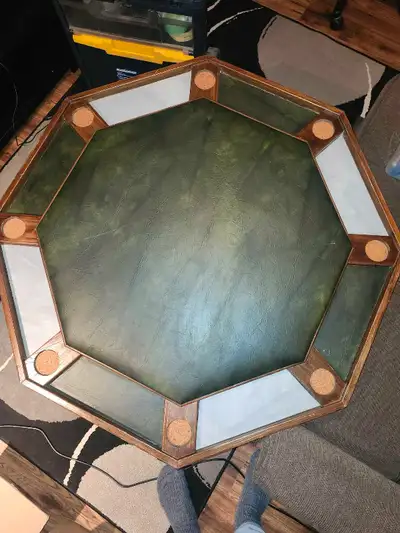 Poker table, designed to place on top of another table. Soft backing, no legs, couple scratches. Som...