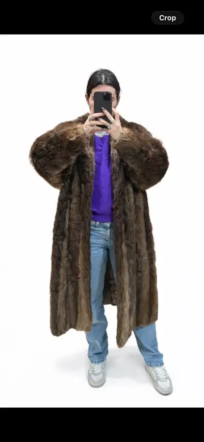 vintage racooon long fur coat, View more