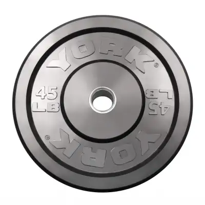 York 45lb Bumper Plate is versatile in its ability to be utilized for a variety of exercises, includ...