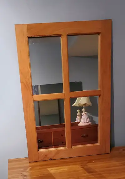 4 PANEL WOODEN FRAME WINDOW MIRROR, View more