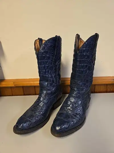 Veari Crocodile Blue Cowboy Boots Mens Size 8, View more