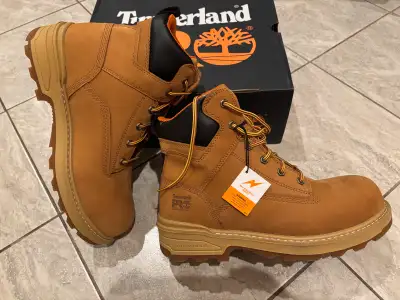 Selling a brand new pair of Men’s Timberlands Resistor Work Boots Size 9.5 Wide See all photos.  cur...