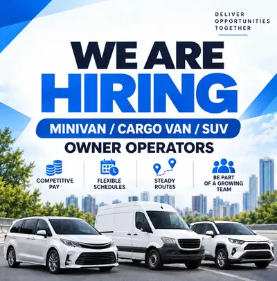Owner Operators- Cargo Vans, MiniVans and Box Trucks, View more