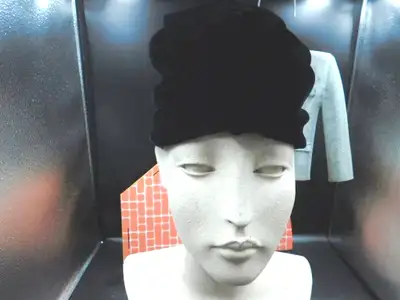 1960s BLACK VELVET BETMAR TURBAN CLOCHE SLOUCH HAT 22 LABEL, View more