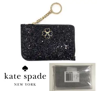 KATE SPADE - NWT - BLACK GLITTER CARD HOLDER / WALLET KEYCHAIN, View more