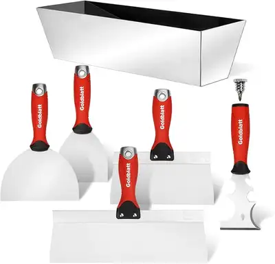 Drywall Tool Kit – Stainless Steel Knives & Mud Pan, View more