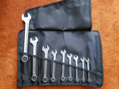 Stahlwille 9 piece combination wrench set with wrench roll, View more
