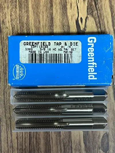 For sale is a Greenfield 9/8 16 NC H9 Tap Set in great condition. I have a lot more tools for machin...