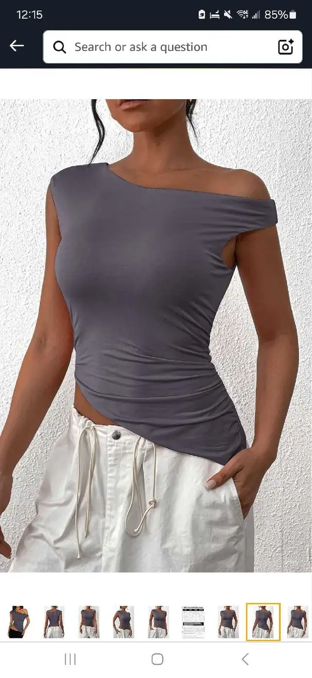 Brand New Grey Asymmetrical Rushed Top sz XL in Women's - Tops & Outerwear in Winnipeg - Image 2