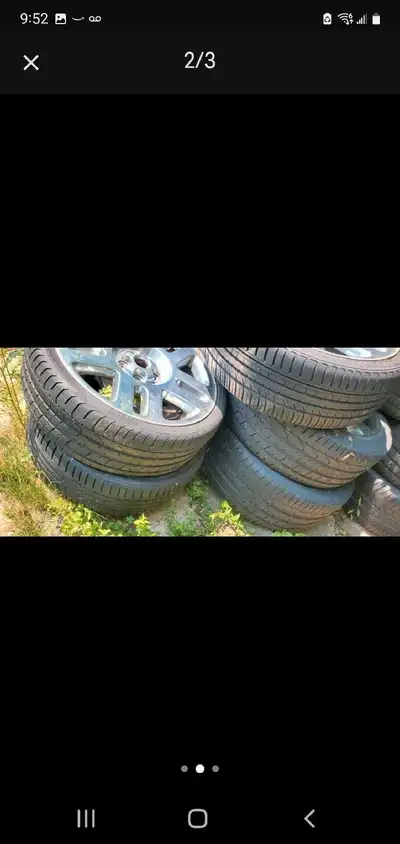 Nice set of 20 inch rims with good tires Fits 5x114.3 ( 5x4.5 ) vehicles 500 takes the set Fits thes...