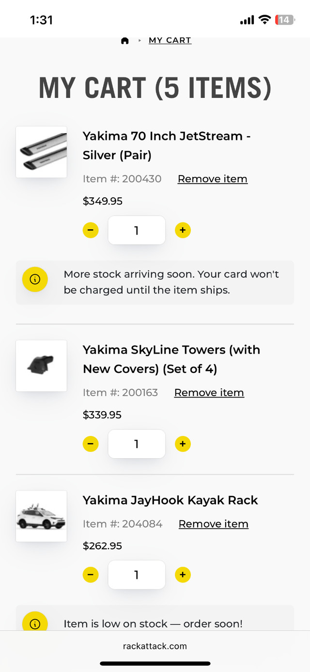 Yakima Jetstream roof racks and 3 sets of Kayak racks. in Other Parts & Accessories in Cranbrook - Image 2