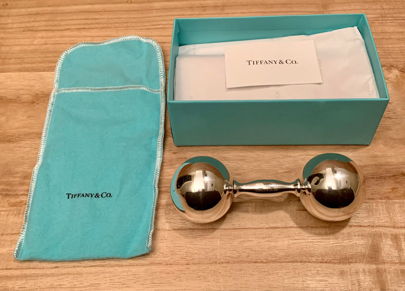 Tiffany & Co. Sterling Silver Barbell Baby Rattle for sale  