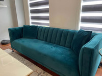 Velvet green sofa ️ - stain treated