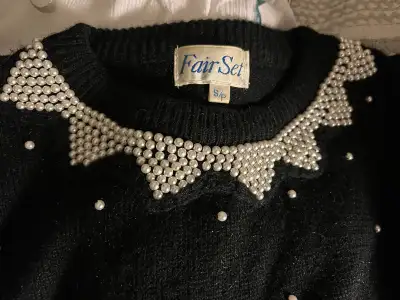 Vintage Fair Set pearl embellished black sweater $25 Small, View more