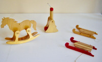 Vintage Quebec Handcrafted Wooden Christmas Decorations