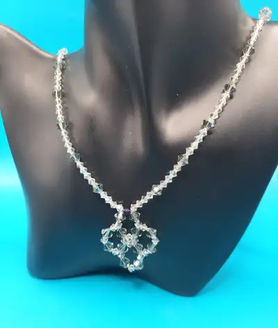 1990s Swarovski Clear Aurora Borealis Crystal Bicone Necklace, View more