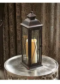 Metal lantern with battery light