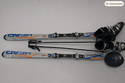 Men’s Head skis 170” long with poles, Head boots size 11.5-12 and helmet.
