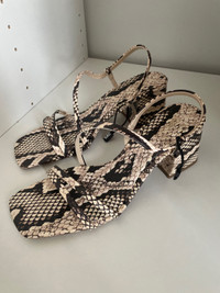 Leopard print heel sandals