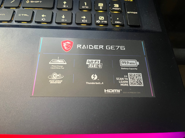 Laptop gaming MSI Raider GE76 12UHS 3800$ dans Portables  à Lanaudière - Image 2