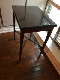 Mahogany side table with glass top