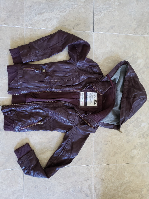 Garage Maroon Bomber Jacket (Sze xs) in Women's - Tops & Outerwear in Saskatoon