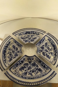 Antique ceramic FLOW BLUE  bone dish set of 4 Vintage very old!!