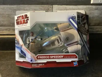 STAR WARS CLONE WARS FREECO SPEEDER WITH OBI WAN KENOBI, View more