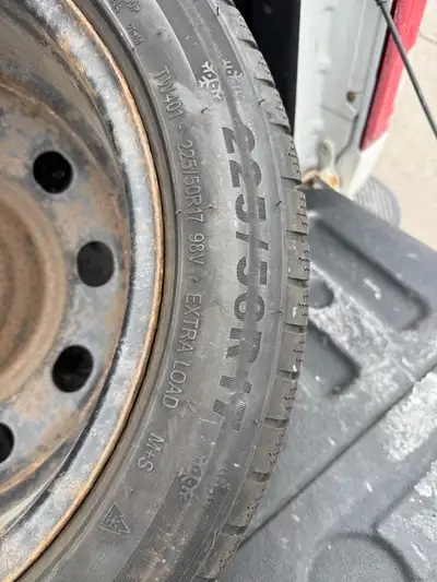 Set of 4 skins and rims, used for 2 years. Lots of tread left. 225/50R17