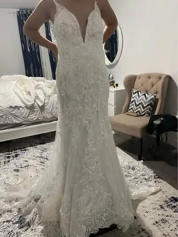 Size 14 Stunning Embroidered Lace Wedding Dress, View more